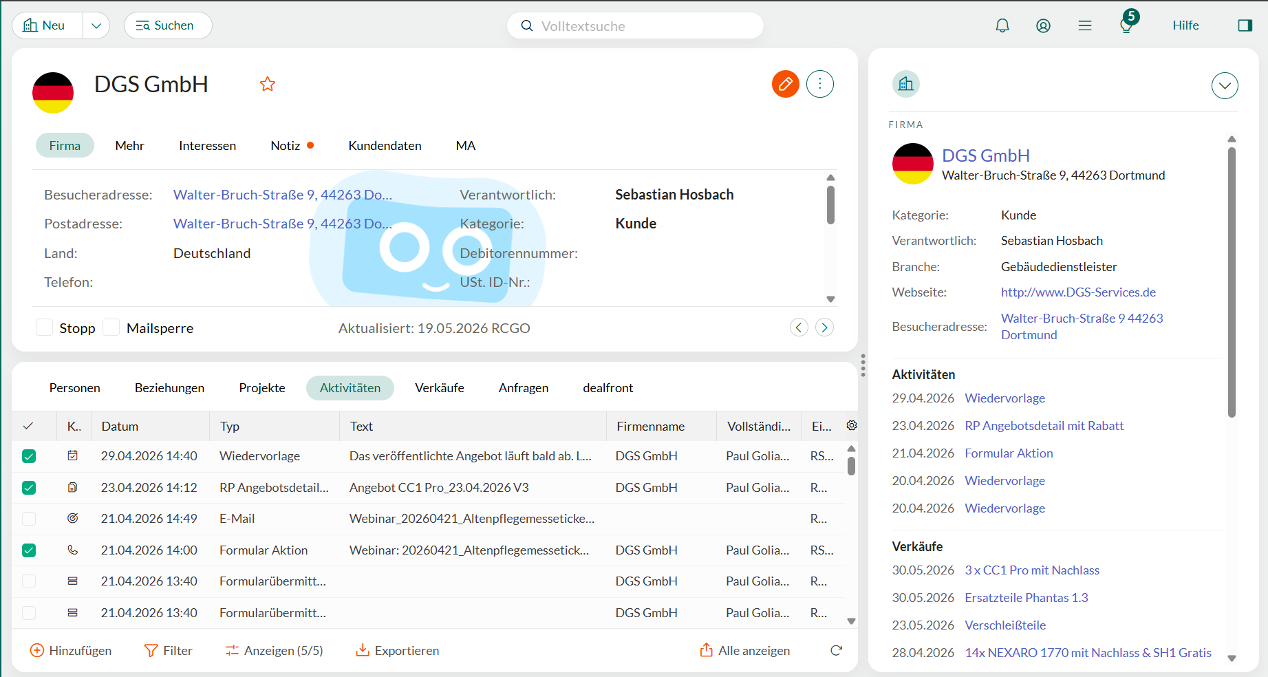 SuperOffice Screenshot